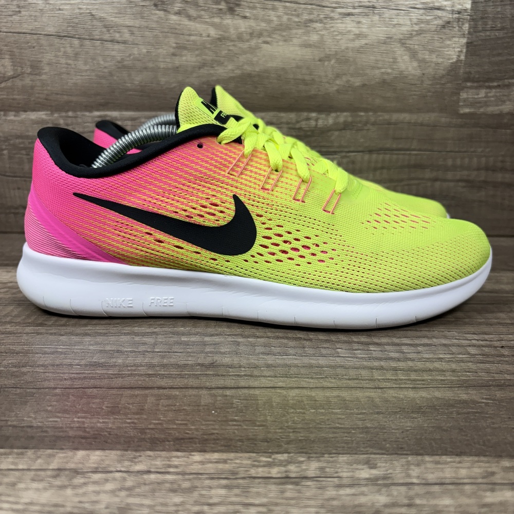 Nike Free RN Yellow Pink Womens US Size 8.5 EUR 40 844630-999 Running Shoes